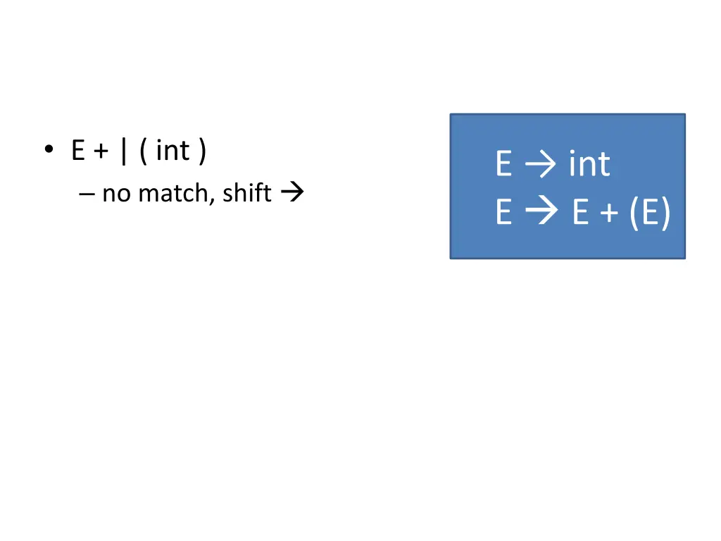 e int no match shift