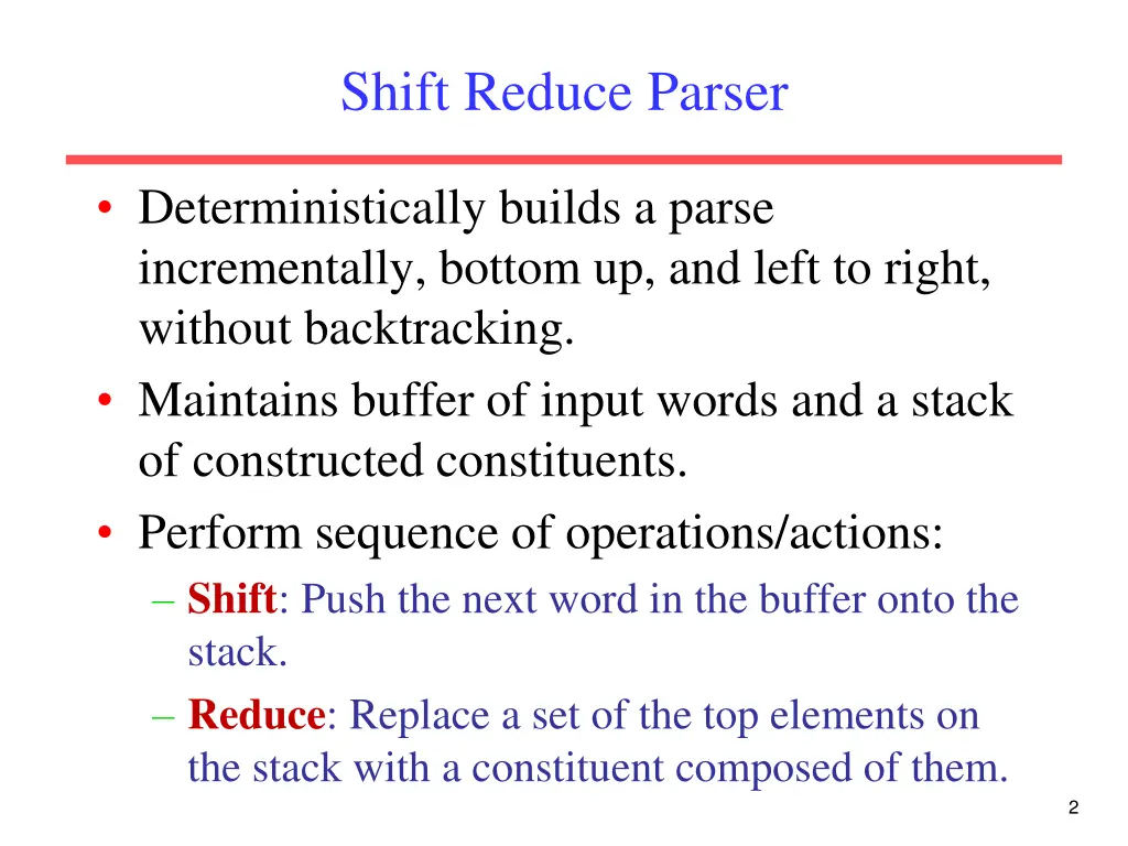 shift reduce parser