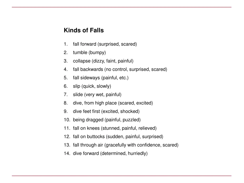 kinds of falls