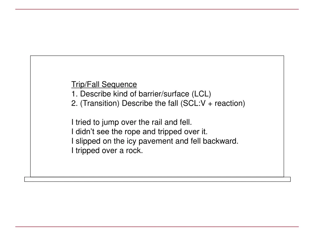 trip fall sequence 1 describe kind of barrier