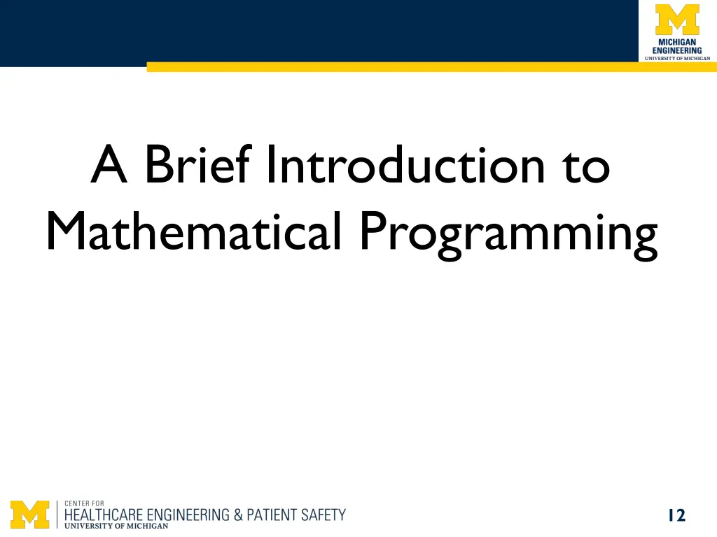 a brief introduction to mathematical programming