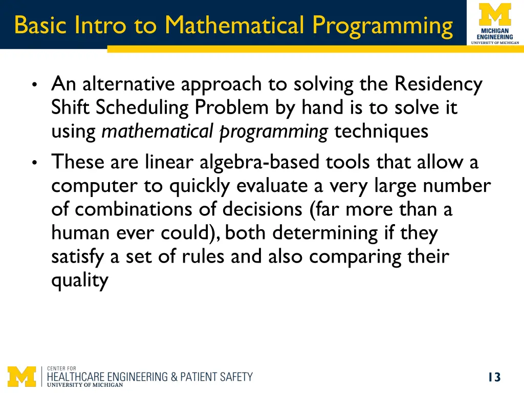 basic intro to mathematical programming