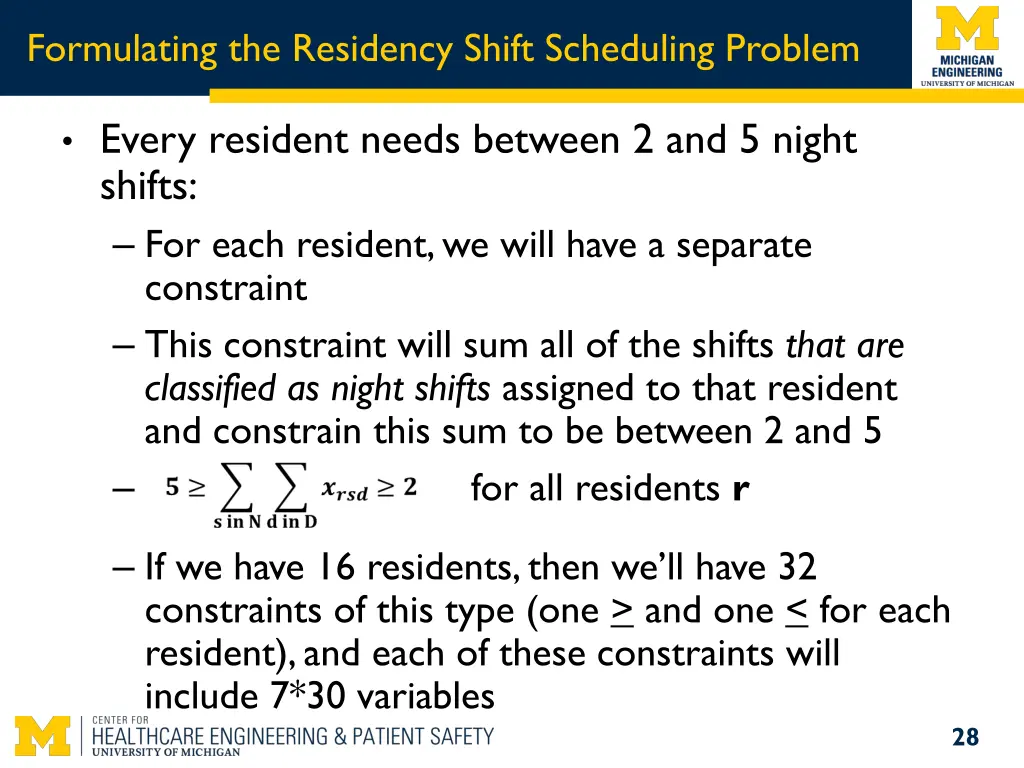 formulating the residency shift scheduling problem 5