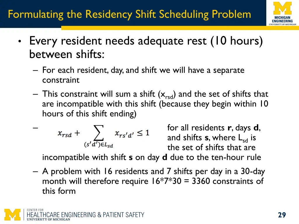 formulating the residency shift scheduling problem 6