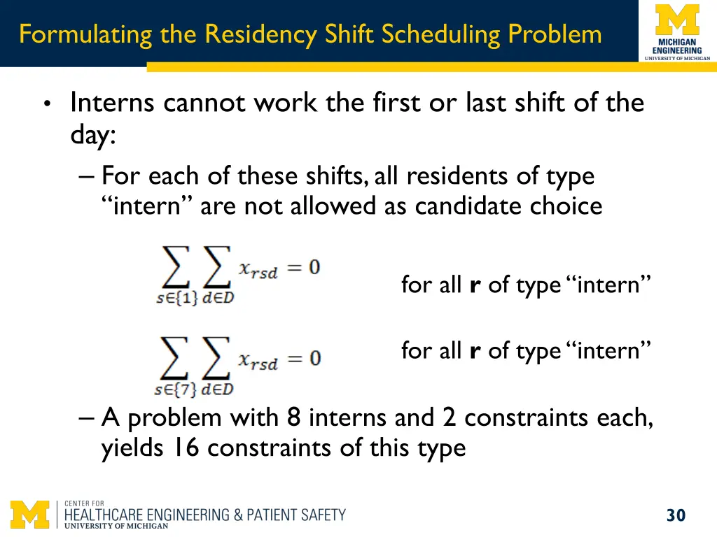 formulating the residency shift scheduling problem 7