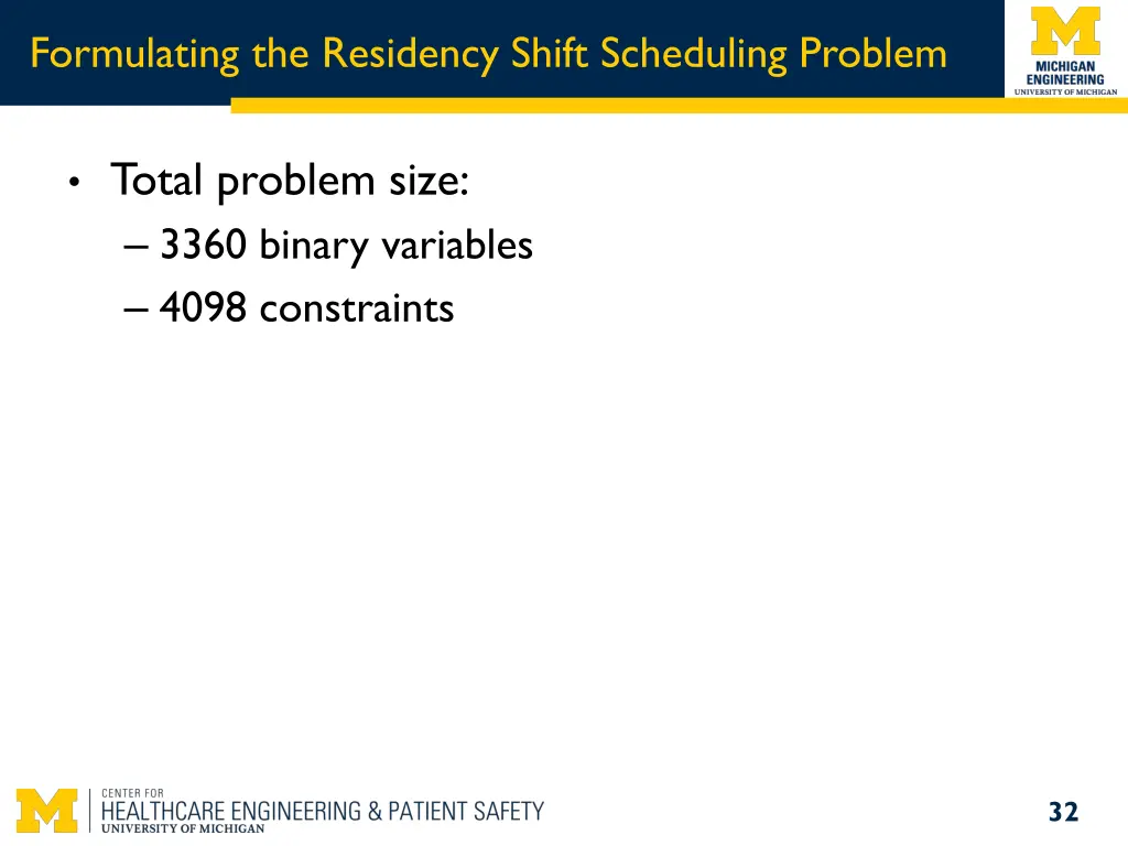 formulating the residency shift scheduling problem 9