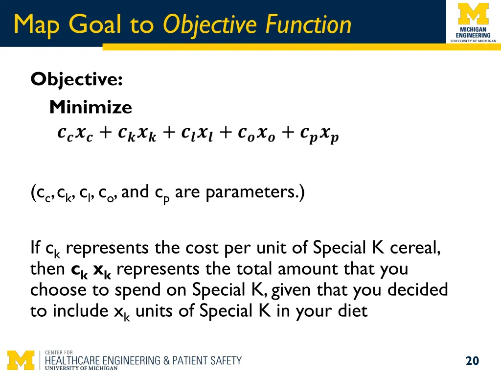 map goal to objective function