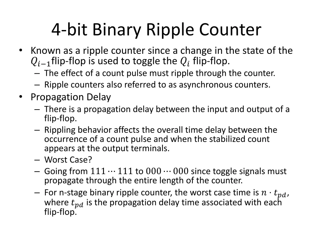 4 bit binary ripple counter known as a ripple