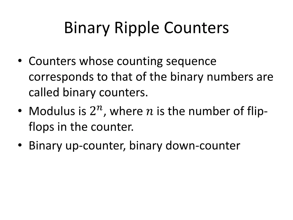 binary ripple counters