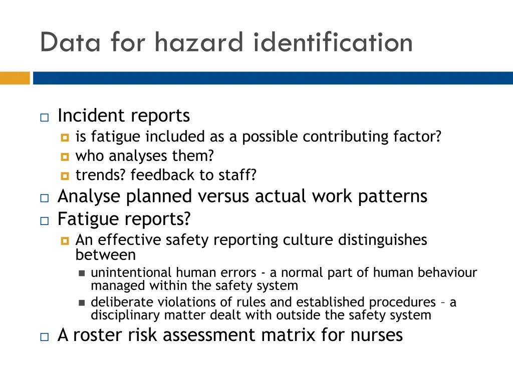 data for hazard identification