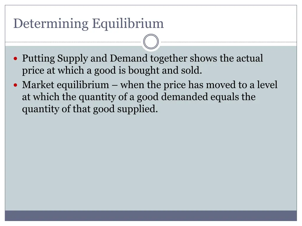 determining equilibrium