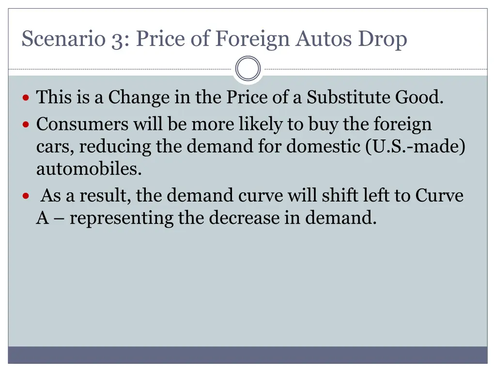 scenario 3 price of foreign autos drop