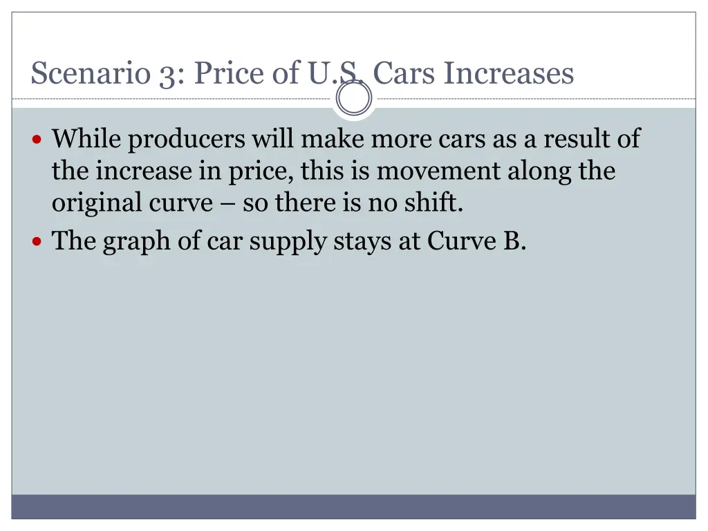 scenario 3 price of u s cars increases