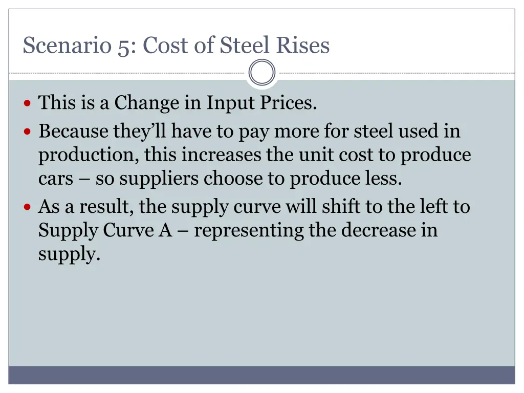 scenario 5 cost of steel rises