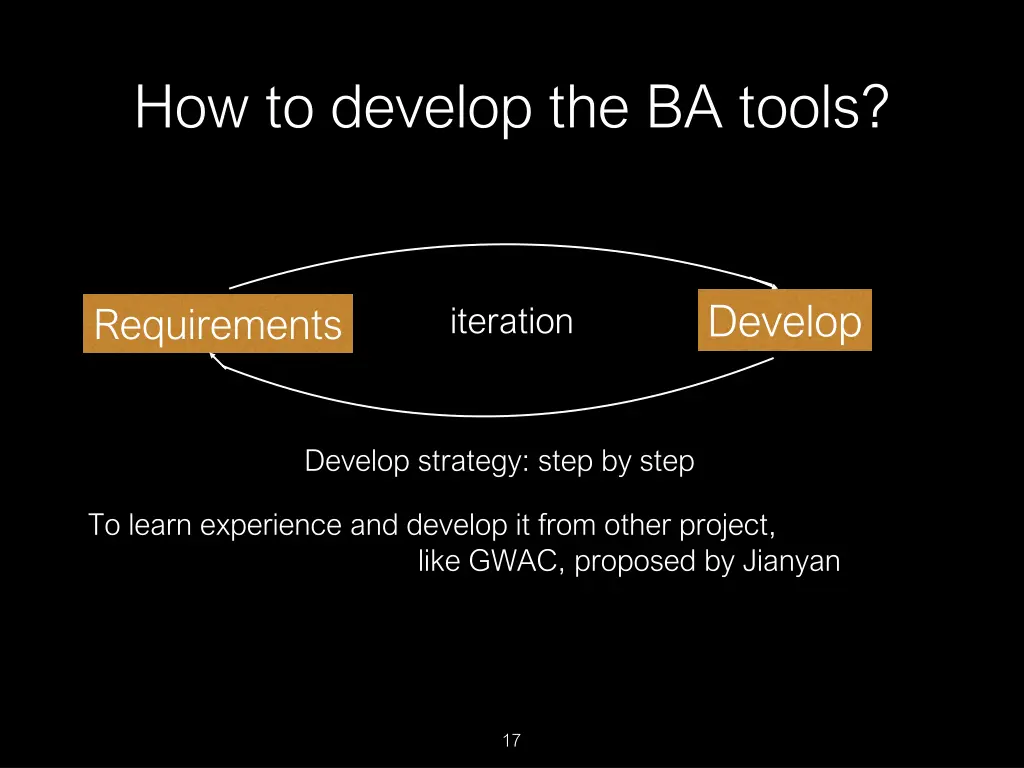 how to develop the ba tools 1