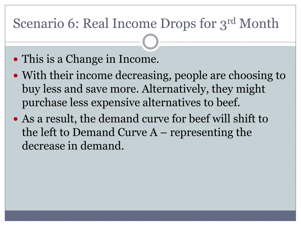 scenario 6 real income drops for 3 rd month