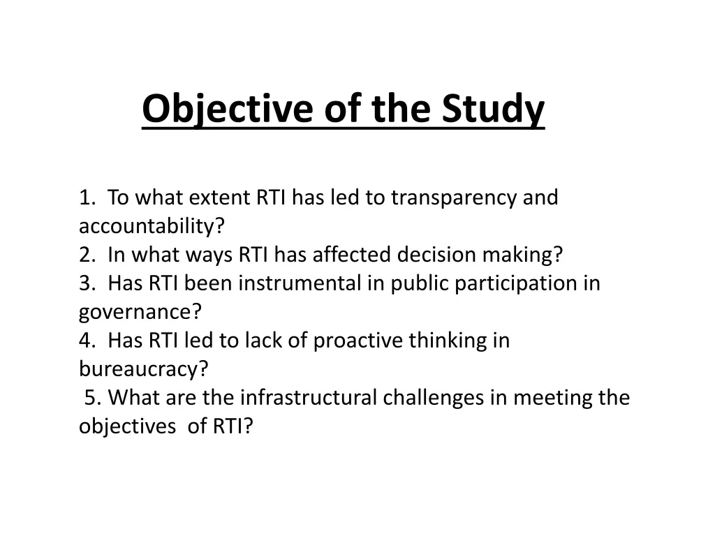 objective of the study