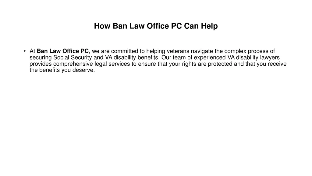 how ban law office pc can help