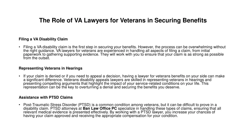 the role of va lawyers for veterans in securing