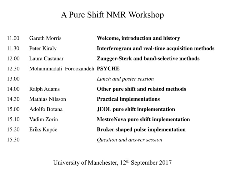 a pure shift nmr workshop