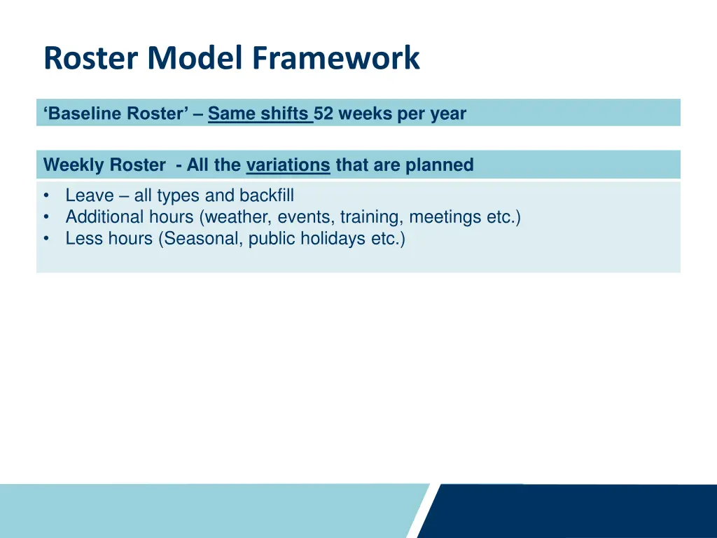 roster model framework 1