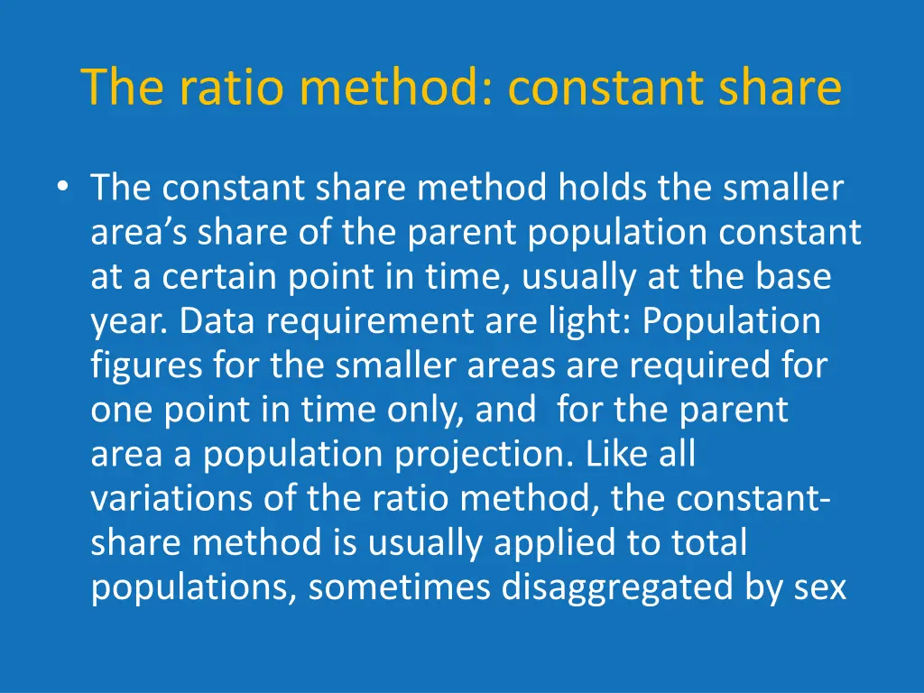 the ratio method constant share 1