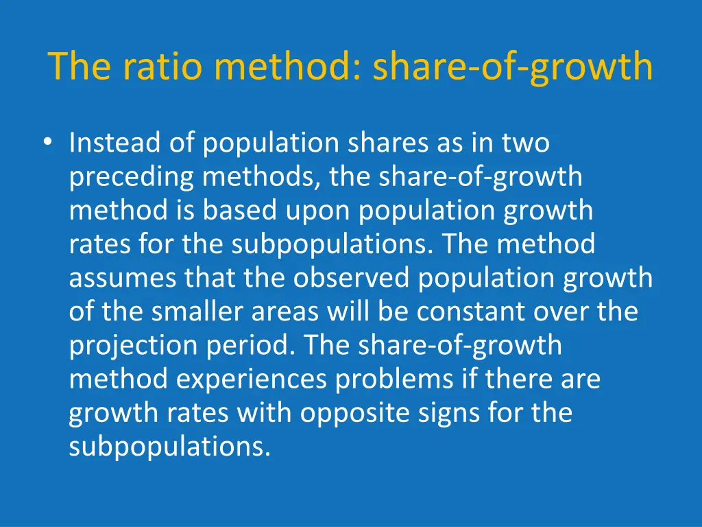 the ratio method share of growth