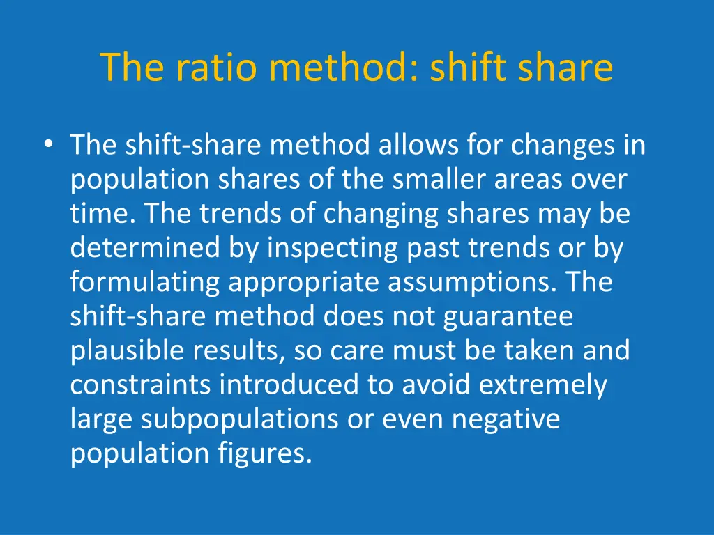 the ratio method shift share