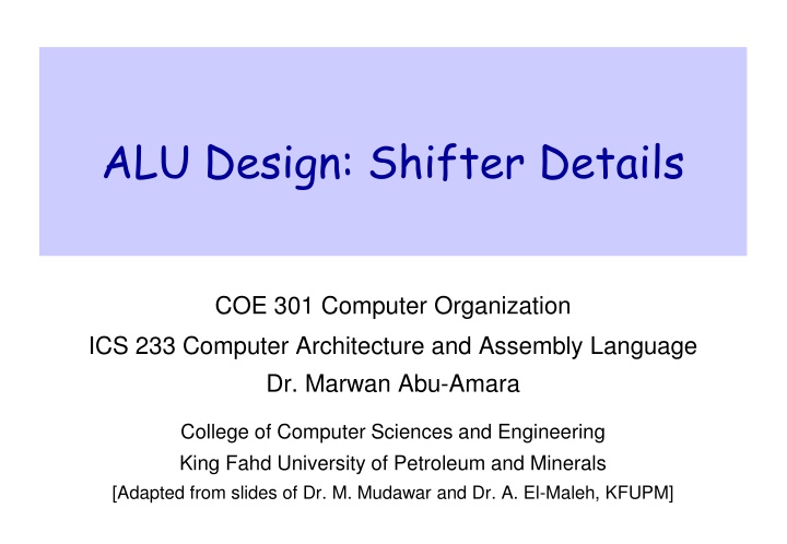 alu design shifter details