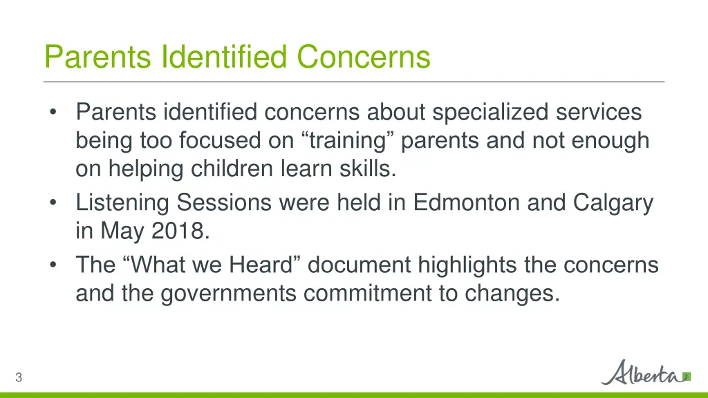 parents identified concerns