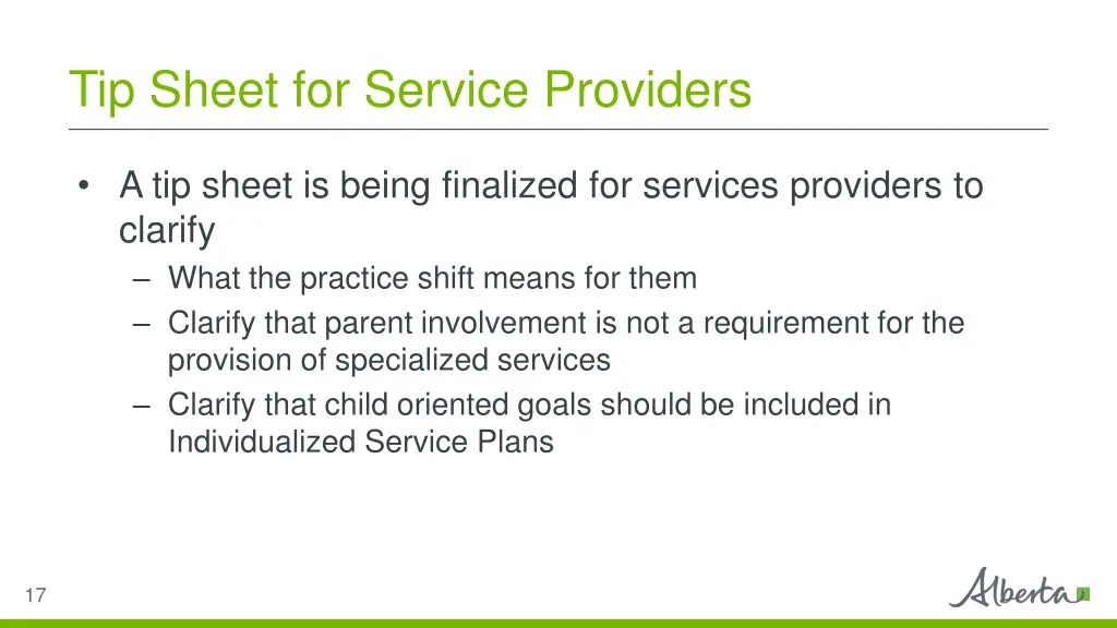 tip sheet for service providers