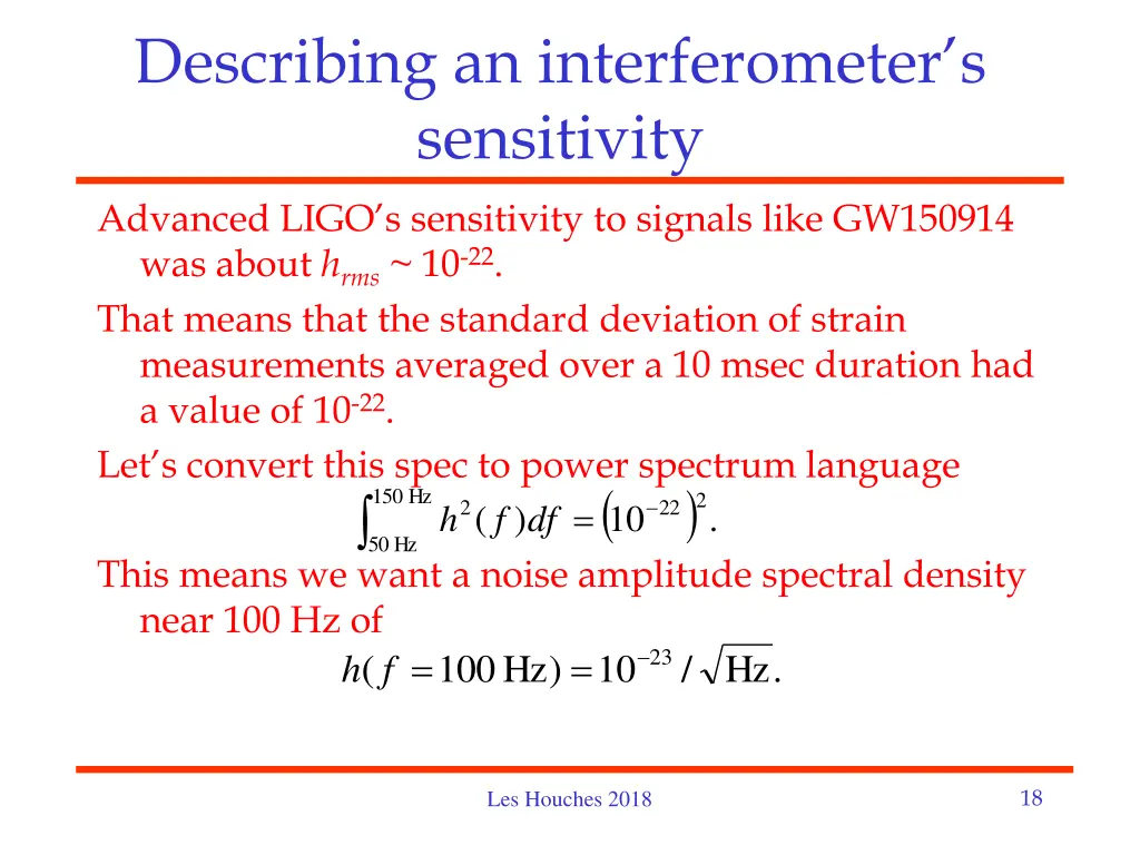 describing an interferometer s sensitivity