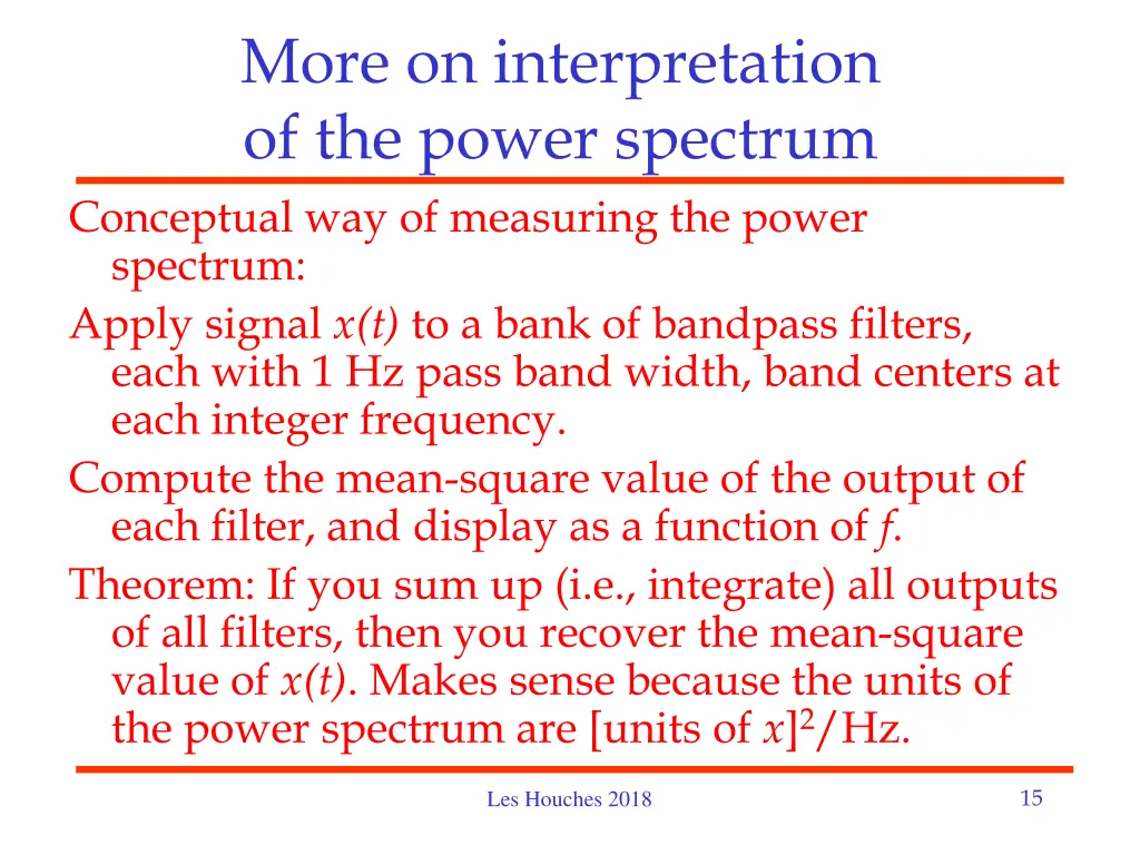 more on interpretation of the power spectrum