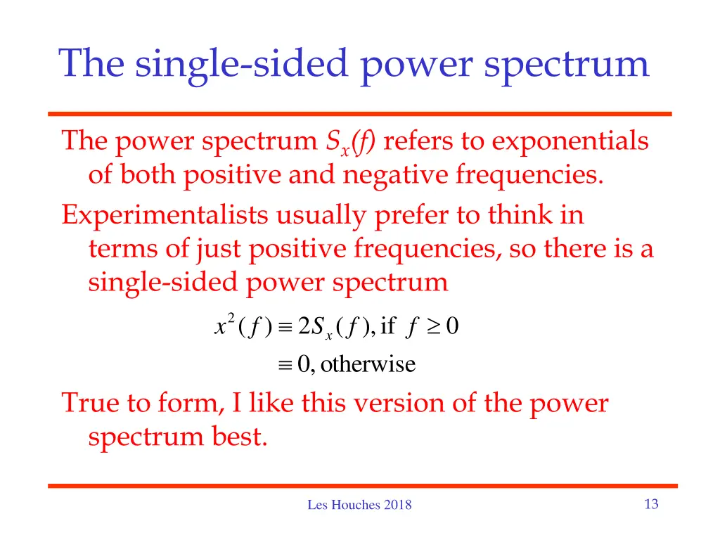 the single sided power spectrum