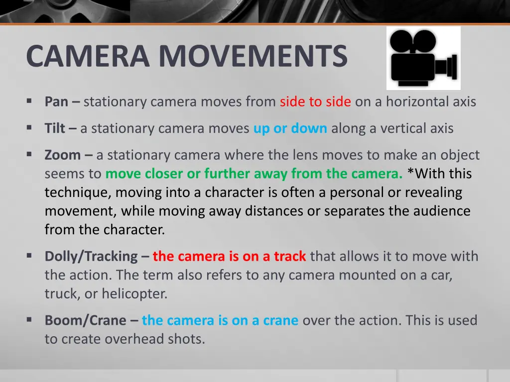 camera movements