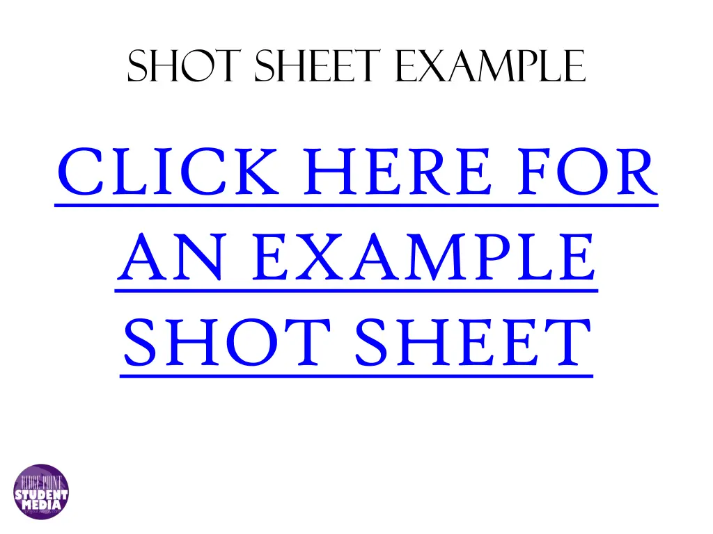 shot sheet example