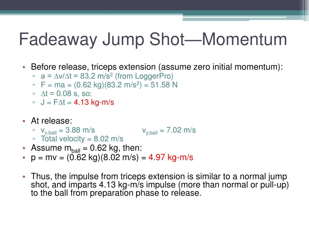 fadeaway jump shot momentum