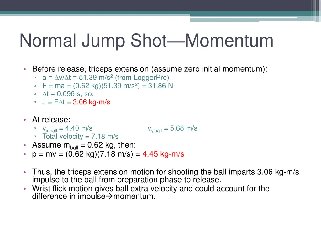 normal jump shot momentum