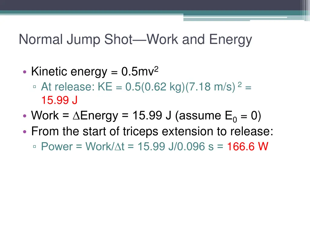 normal jump shot work and energy