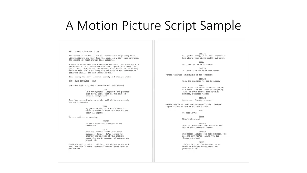 a motion picture script sample