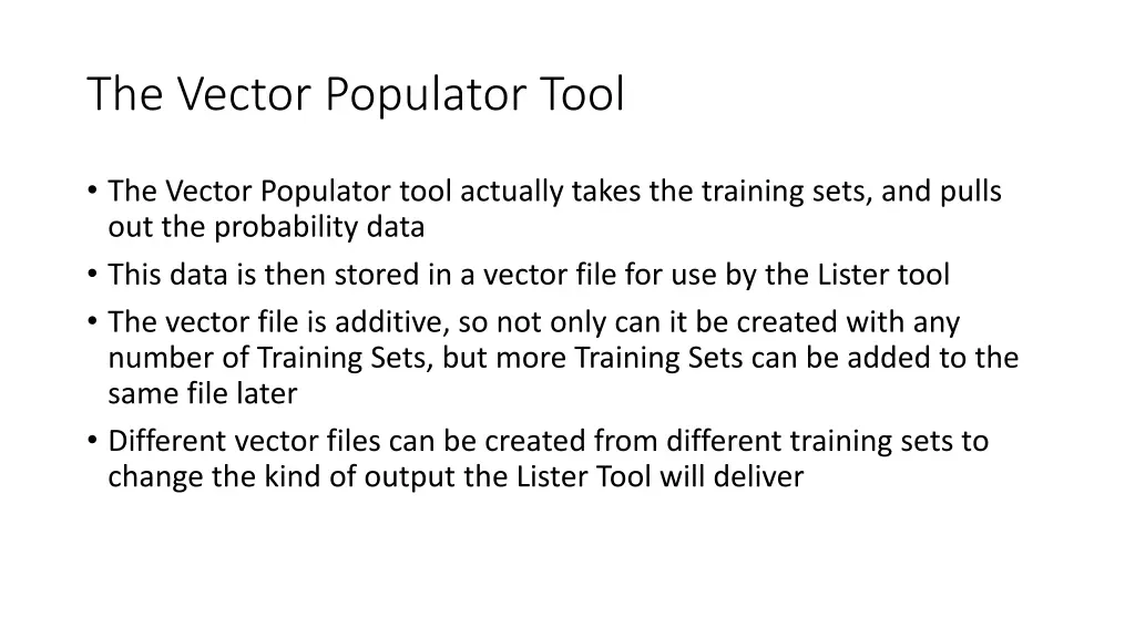 the vector populator tool