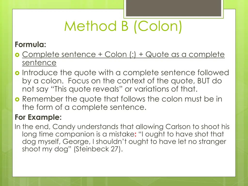 method b colon