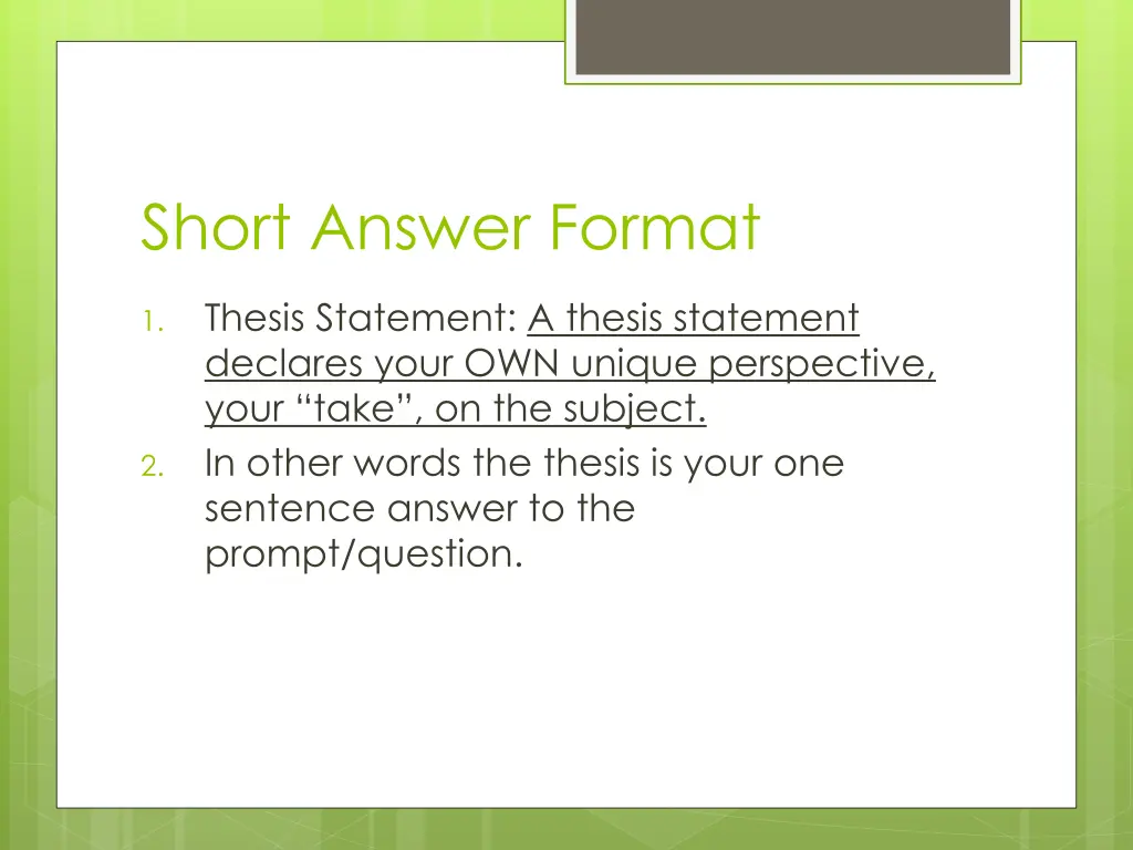 short answer format