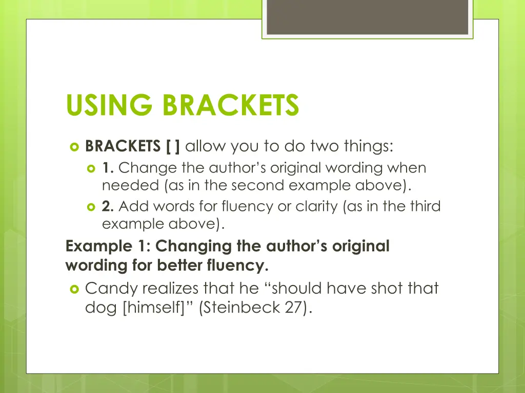 using brackets