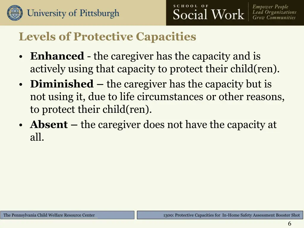 levels of protective capacities