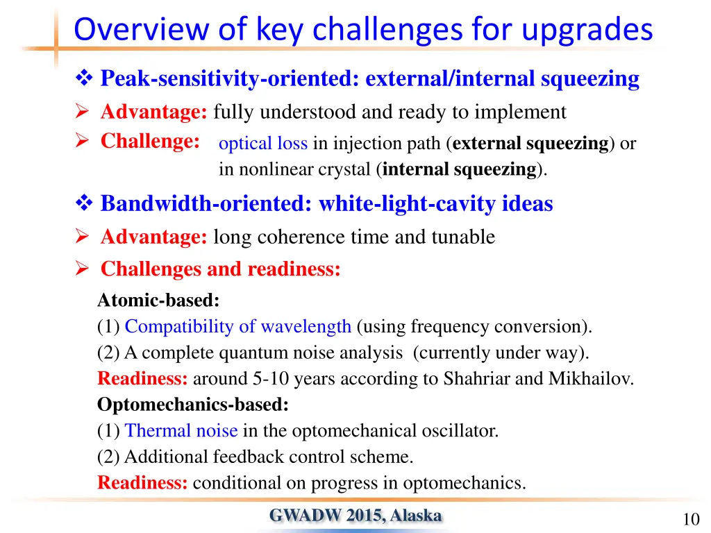 overview of key challenges for upgrades