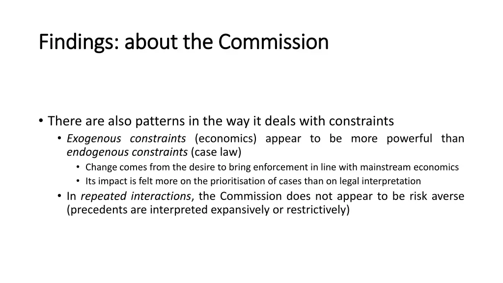 findings about the commission findings about 1