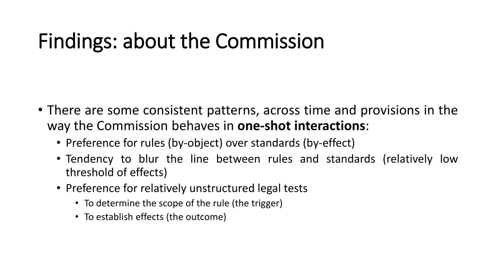 findings about the commission findings about