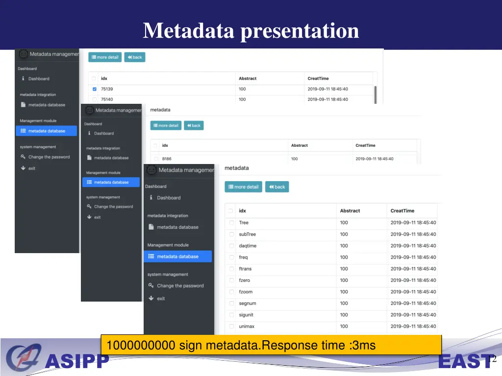 metadata presentation