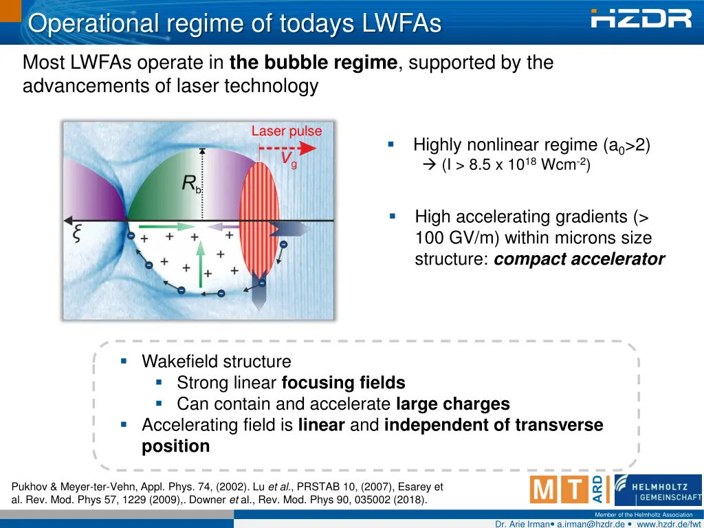 operational regime of todays lwfas